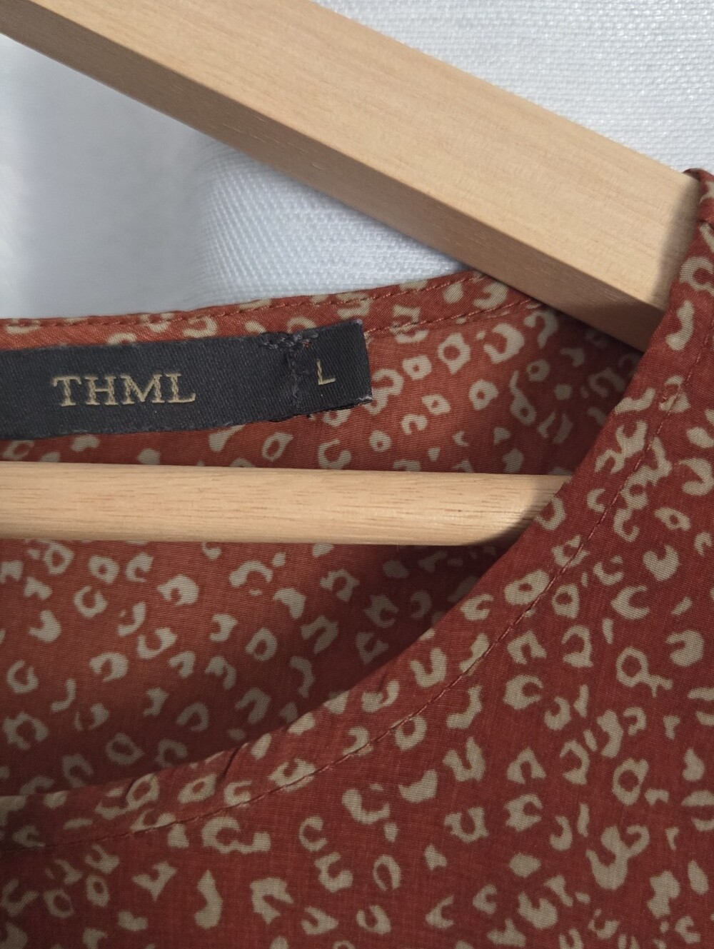 THML Silky Boxy Leopard Top in Rust and Burnt Brown